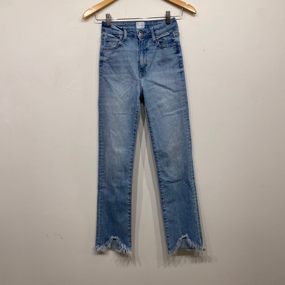 Jonathan Simkhai Standard High Rise Straight Leg Step Hem Jeans Light Wash 24